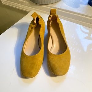 Everlane. Suede. Yellow. Low block heel.